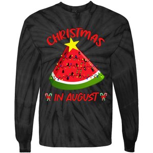 Watermelon Christmas Tree Christmas In August Summer Tie-Dye Long Sleeve Shirt