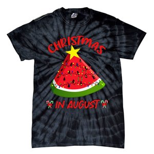 Watermelon Christmas Tree Christmas In August Summer Tie-Dye T-Shirt