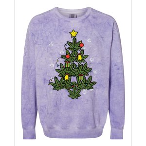 Weed Christmas Tree Xmas Pj 420 Cannabis Marijuana Pot Colorblast Crewneck Sweatshirt