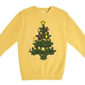 Weed Christmas Tree Xmas Pj 420 Cannabis Marijuana Pot Premium Crewneck Sweatshirt