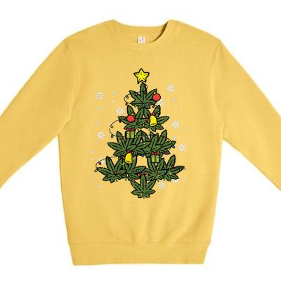 Weed Christmas Tree Xmas Pj 420 Cannabis Marijuana Pot Premium Crewneck Sweatshirt