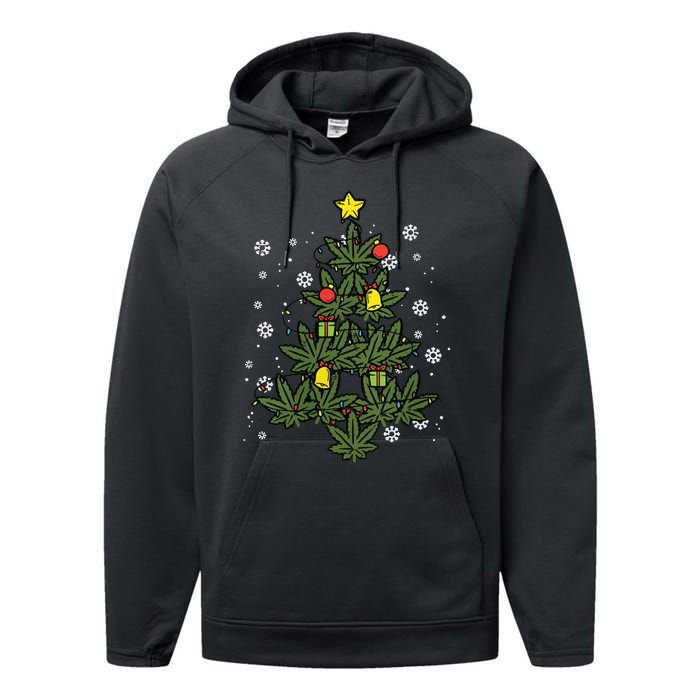 Weed Christmas Tree Xmas Pj 420 Cannabis Marijuana Pot Performance Fleece Hoodie