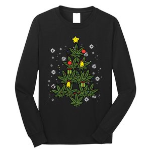 Weed Christmas Tree Xmas Pj 420 Cannabis Marijuana Pot Long Sleeve Shirt