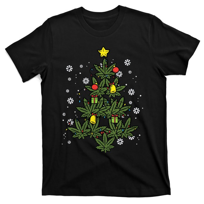 Weed Christmas Tree Xmas Pj 420 Cannabis Marijuana Pot T-Shirt