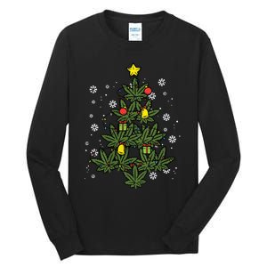 Weed Christmas Tree Xmas Pj 420 Cannabis Marijuana Pot Tall Long Sleeve T-Shirt