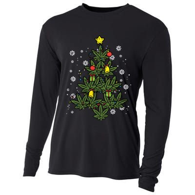 Weed Christmas Tree Xmas Pj 420 Cannabis Marijuana Pot Cooling Performance Long Sleeve Crew