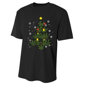 Weed Christmas Tree Xmas Pj 420 Cannabis Marijuana Pot Performance Sprint T-Shirt