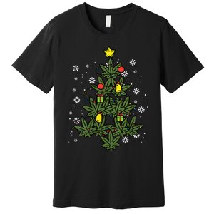 Weed Christmas Tree Xmas Pj 420 Cannabis Marijuana Pot Premium T-Shirt