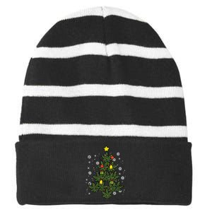 Weed Christmas Tree Xmas Pj 420 Cannabis Marijuana Pot Striped Beanie with Solid Band