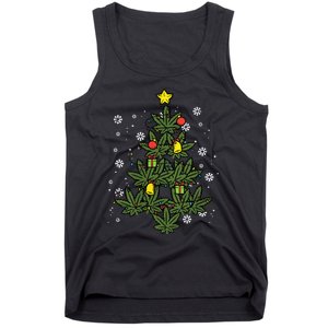 Weed Christmas Tree Xmas Pj 420 Cannabis Marijuana Pot Tank Top