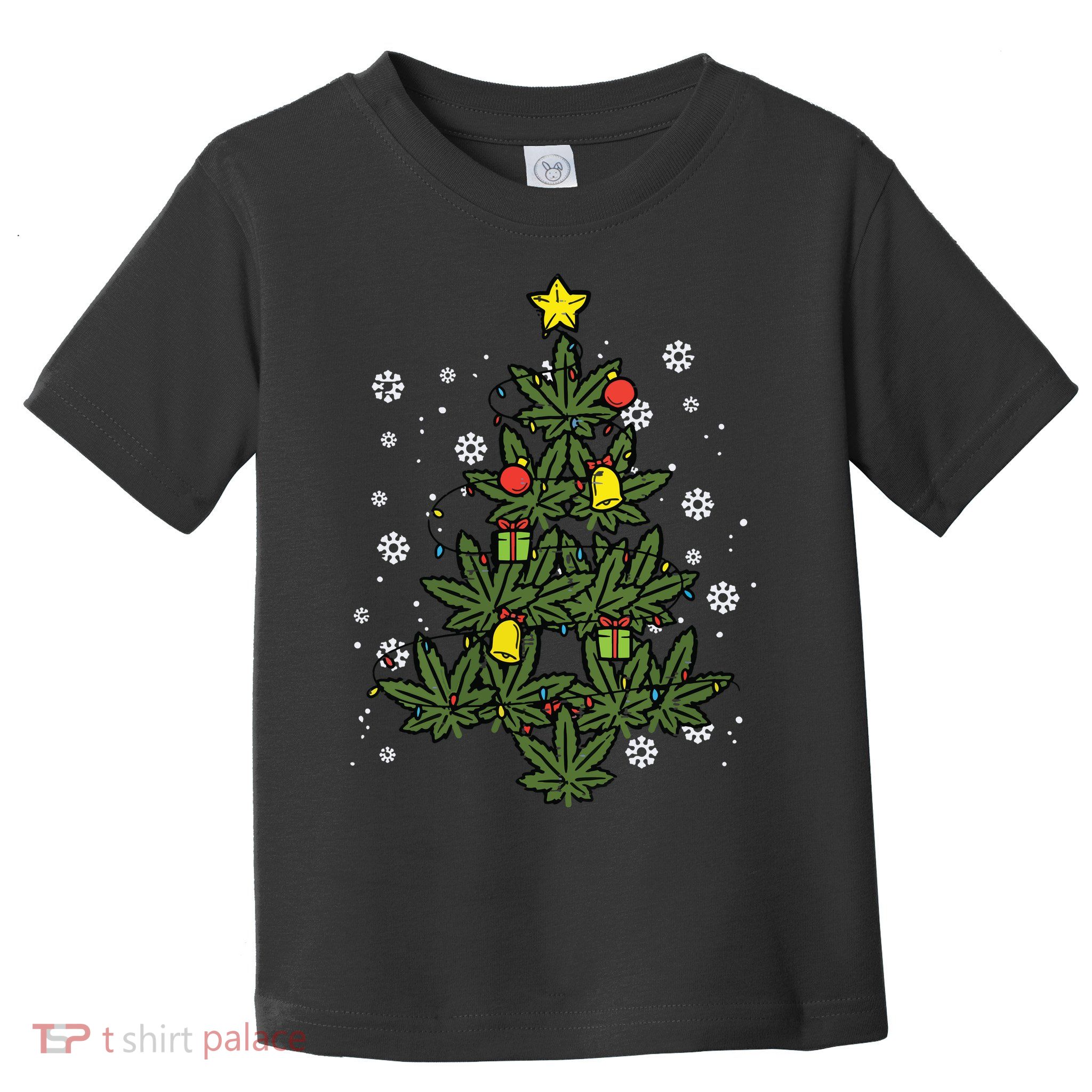 Weed Christmas Tree Xmas Pj 420 Cannabis Marijuana Pot Toddler T-Shirt