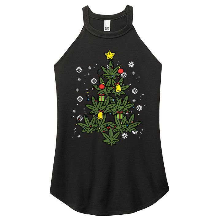 Weed Christmas Tree Xmas Pj 420 Cannabis Marijuana Pot Women's Perfect Tri Rocker Tank