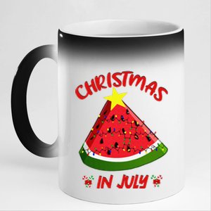 Watermelon Christmas Tree Christmas In July Summer Vacation 11oz Black Color Changing Mug