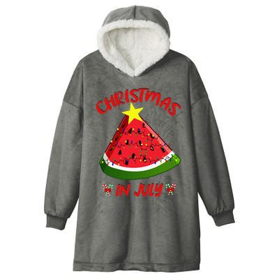 Watermelon Christmas Tree Christmas In July Summer Vacation Hooded Wearable Blanket