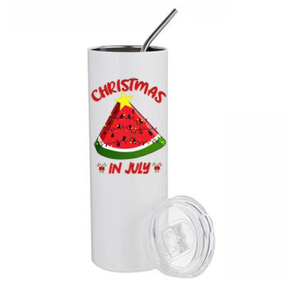 Watermelon Christmas Tree Christmas In July Summer Vacation Stainless Steel Tumbler