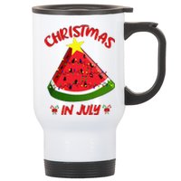 Watermelon Christmas Tree Christmas In July Summer Vacation Stainless Steel Travel Mug