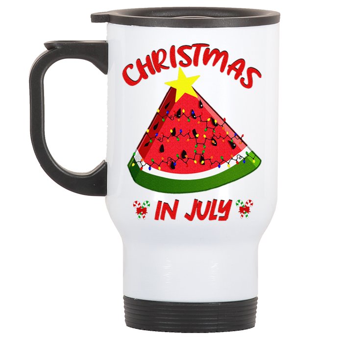 Watermelon Christmas Tree Christmas In July Summer Vacation Stainless Steel Travel Mug