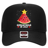 Watermelon Christmas Tree Christmas In July Summer Vacation High Crown Mesh Back Trucker Hat