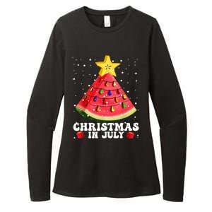 Watermelon Christmas Tree Christmas In July Summer Vacation Womens CVC Long Sleeve Shirt