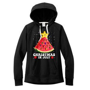 Watermelon Christmas Tree Christmas In July Summer Vacation Women's Fleece Hoodie