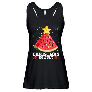 Watermelon Christmas Tree Christmas In July Summer Vacation Ladies Essential Flowy Tank