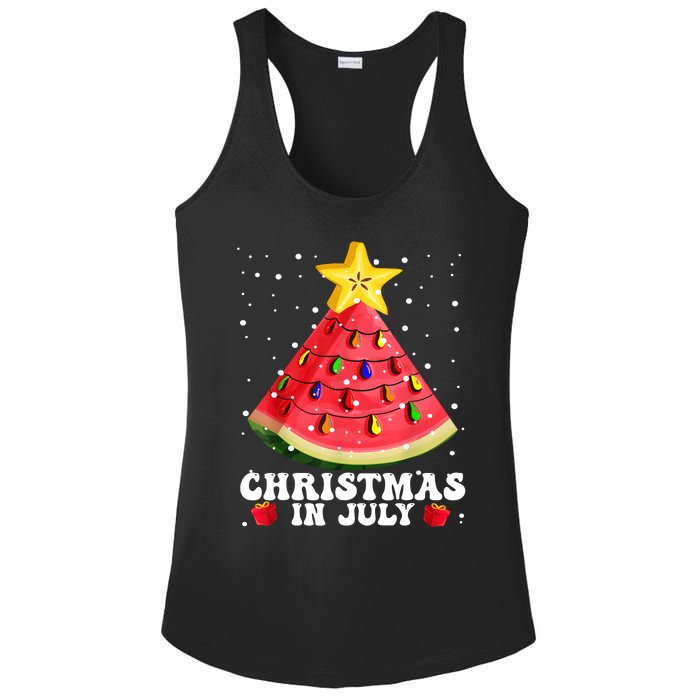 Watermelon Christmas Tree Christmas In July Summer Vacation Ladies PosiCharge Competitor Racerback Tank