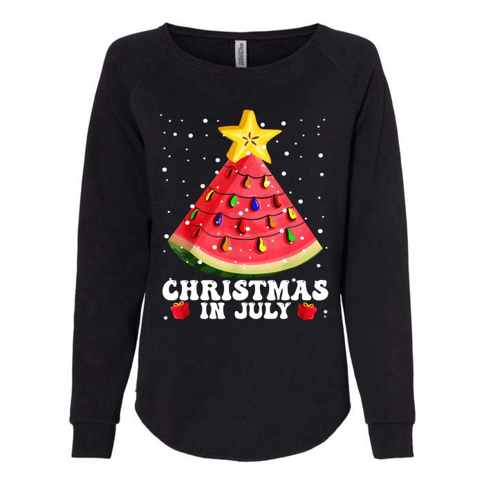 Watermelon Christmas Tree Christmas In July Summer Vacation Womens California Wash Sweatshirt