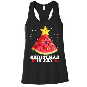 Watermelon Christmas Tree Christmas In July Summer Vacation Women's Racerback Tank