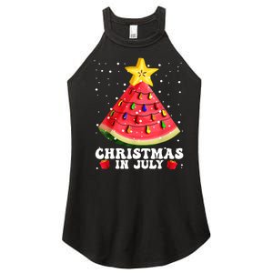 Watermelon Christmas Tree Christmas In July Summer Vacation Women's Perfect Tri Rocker Tank