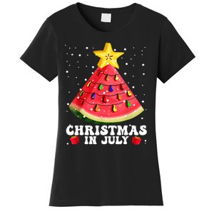 Watermelon Christmas Tree Christmas In July Summer Vacation Women's T-Shirt