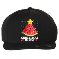 Watermelon Christmas Tree Christmas In July Summer Vacation Wool Snapback Cap