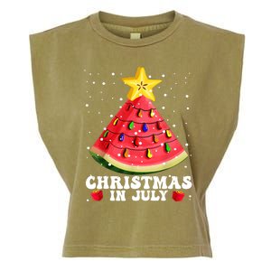 Watermelon Christmas Tree Christmas In July Summer Vacation Garment-Dyed Women's Muscle Tee