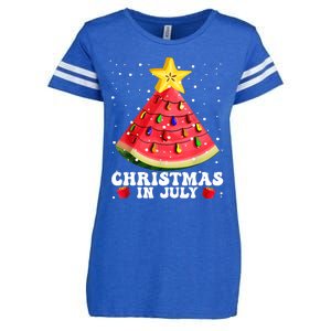 Watermelon Christmas Tree Christmas In July Summer Vacation Enza Ladies Jersey Football T-Shirt