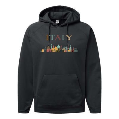 Womens Colorful Travel Around Italy Family European Vacation Performance Fleece Hoodie