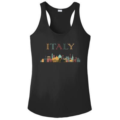 Womens Colorful Travel Around Italy Family European Vacation Ladies PosiCharge Competitor Racerback Tank