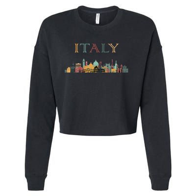 Womens Colorful Travel Around Italy Family European Vacation Cropped Pullover Crew