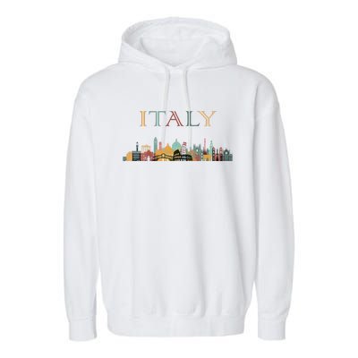 Womens Colorful Travel Around Italy Family European Vacation Garment-Dyed Fleece Hoodie