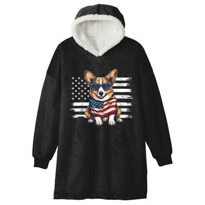 Welsh Corgi USA Flag 4th Of July Dog Dad Fathers Day Hooded Wearable Blanket