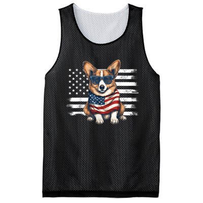 Welsh Corgi USA Flag 4th Of July Dog Dad Fathers Day Mesh Reversible Basketball Jersey Tank