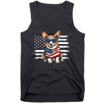 Welsh Corgi USA Flag 4th Of July Dog Dad Fathers Day Tank Top