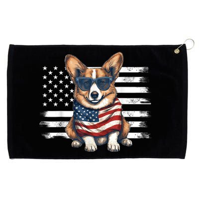 Welsh Corgi USA Flag 4th Of July Dog Dad Fathers Day Grommeted Golf Towel