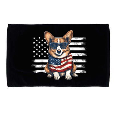 Welsh Corgi USA Flag 4th Of July Dog Dad Fathers Day Microfiber Hand Towel