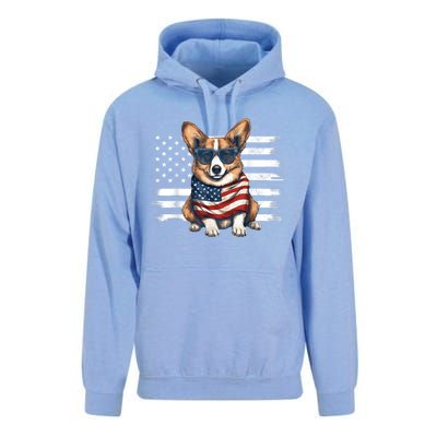 Welsh Corgi USA Flag 4th Of July Dog Dad Fathers Day Unisex Surf Hoodie