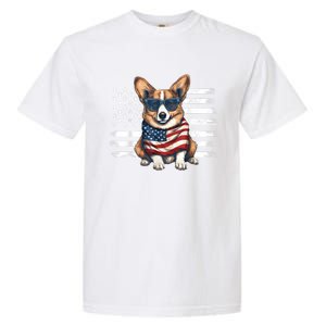 Welsh Corgi USA Flag 4th Of July Dog Dad Fathers Day Garment-Dyed Heavyweight T-Shirt