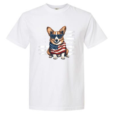 Welsh Corgi USA Flag 4th Of July Dog Dad Fathers Day Garment-Dyed Heavyweight T-Shirt