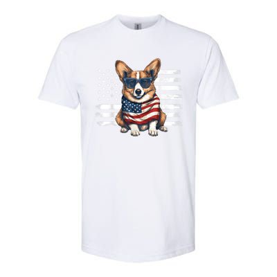 Welsh Corgi USA Flag 4th Of July Dog Dad Fathers Day Softstyle CVC T-Shirt