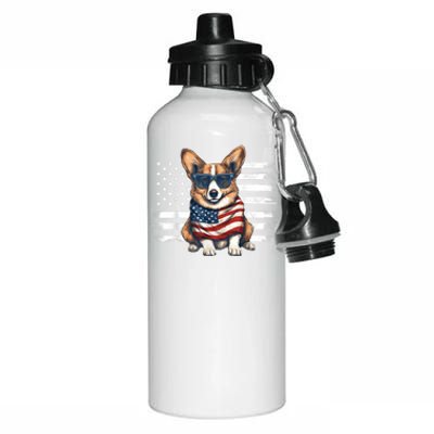 Welsh Corgi USA Flag 4th Of July Dog Dad Fathers Day Aluminum Water Bottle