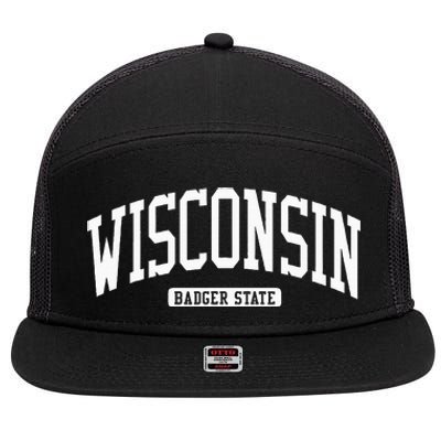 Wisconsin College University Style 7 Panel Mesh Trucker Snapback Hat