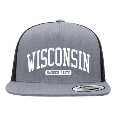 Wisconsin College University Style Flat Bill Trucker Hat