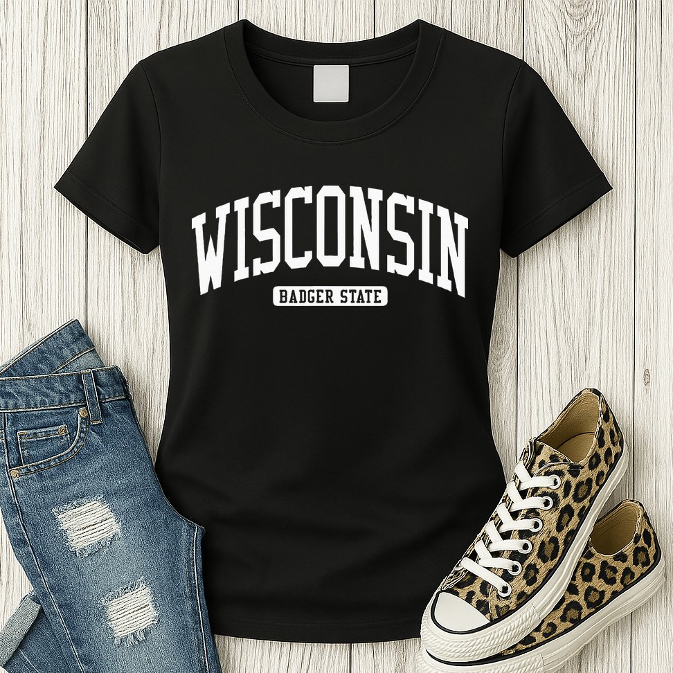 Wisconsin College University Style Womens T-Shirt